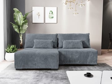Lorynn 3-seters sovesofa med divan - grå - Møbler - Sofaer - Sovesofaer - Hjørnesovesofa