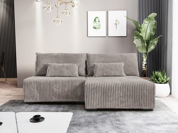 Lorynn 3-seters sovesofa med divan - grå - Møbler - Sofaer - Sovesofaer - Sovesofa divan