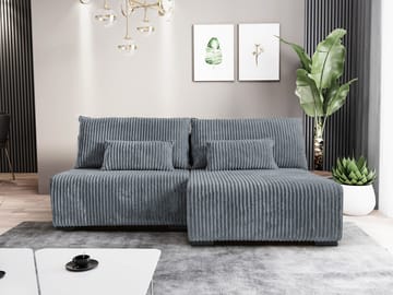 Lorynn 3-seters sovesofa med divan - grå - Møbler - Sofaer - Sovesofaer - Sovesofa divan