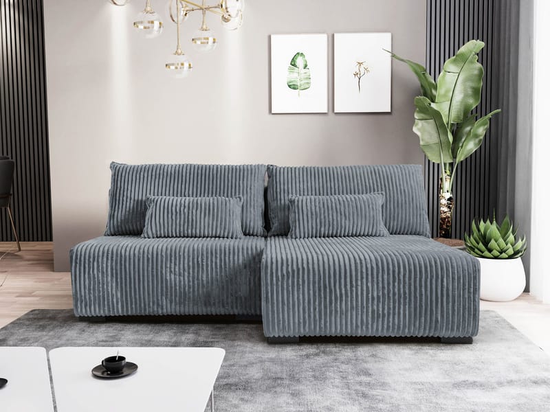 Lorynn 3-seters sovesofa med divan - grå - Møbler - Sofaer - Sovesofaer - Sovesofa divan