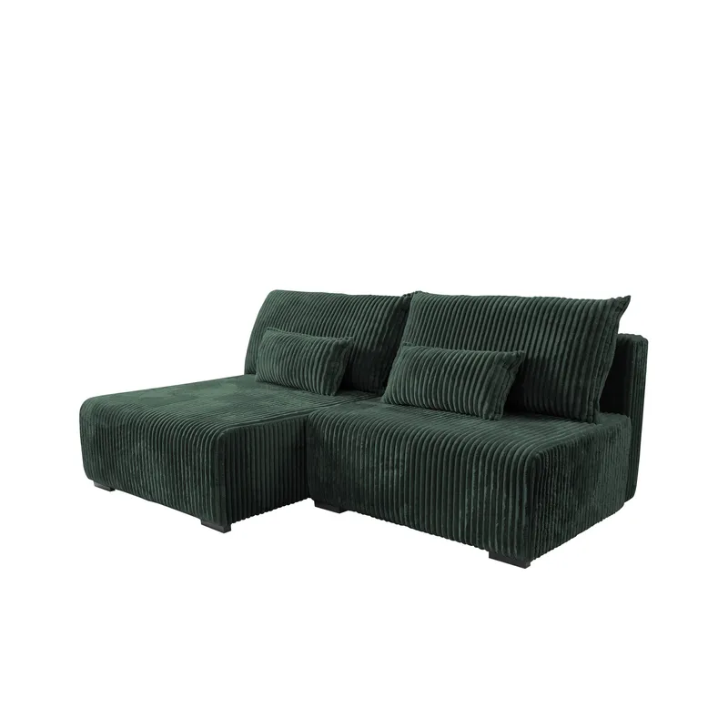 Lorynn 3-seters sovesofa med divan, mørkegrønn