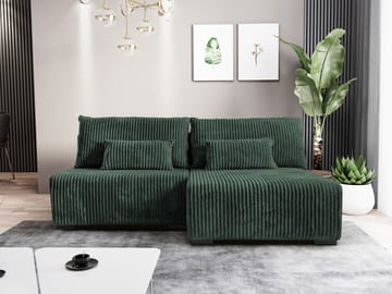Lorynn 3-seters sovesofa med divan - mørkegrønn - Møbler - Sofaer - Sovesofaer - Hjørnesovesofa