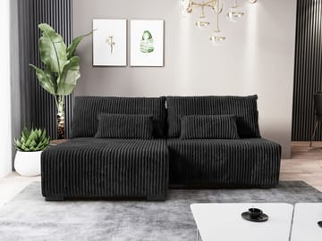 Lorynn 3-seters sovesofa med divan - svart - Møbler - Sofaer - Sovesofaer - Sovesofa divan