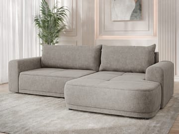 Malor 3-seters sovesofa med sjeselong, høyrevendt - beige - Møbler - Sofaer - Sovesofaer - Hjørnesovesofa
