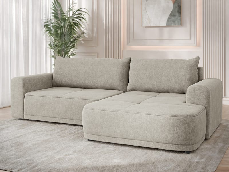 Malor 3-seters sovesofa med sjeselong, høyrevendt - beige - Møbler - Sofaer - Sovesofaer - Hjørnesovesofa