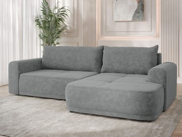 Malor 3-seters sovesofa med sjeselong, høyrevendt - grå - Møbler - Sofaer - Sovesofaer - Hjørnesovesofa