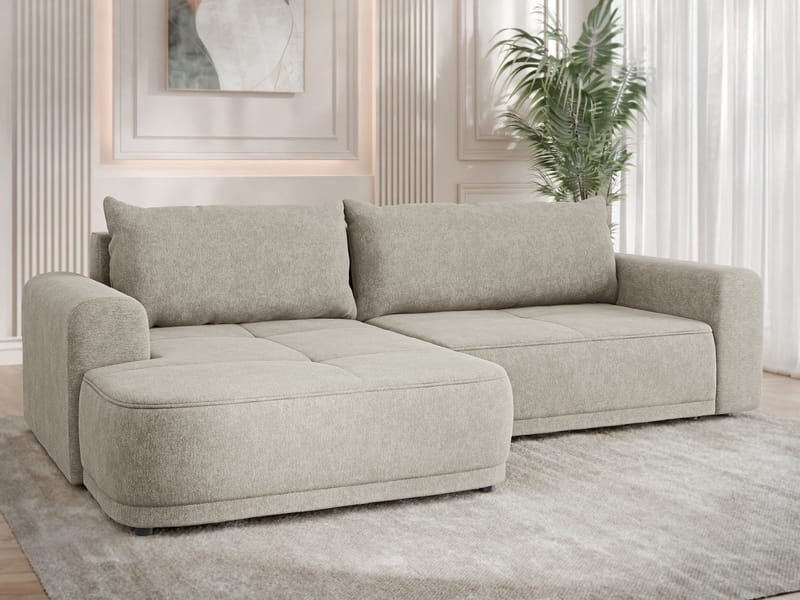 Malor 3-seters sovesofa med sjeselong, venstrevendt - beige - Møbler - Sofaer - Sovesofaer - Hjørnesovesofa