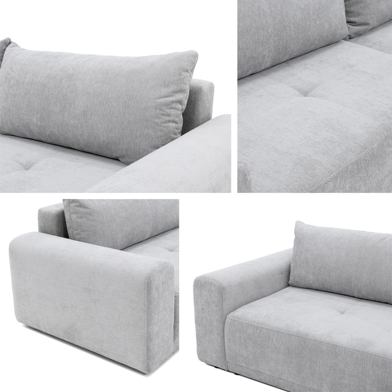 Malor 3-seters sovesofa med sjeselong, venstrevendt - grå - Møbler - Sofaer - Sovesofaer - Hjørnesovesofa