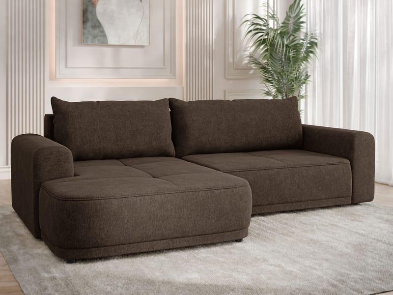 Malor 3-seters sovesofa med sjeselong, venstrevendt - mørkebrun - Møbler - Sofaer - Sovesofaer - Hjørnesovesofa