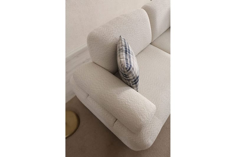 Mami 3-seter Rektangulær Sovesofa med Oppbevaring 100x225 cm i Bouclé - Kremhvit - Møbler - Sofaer - Sovesofaer - 3 seters sovesofa