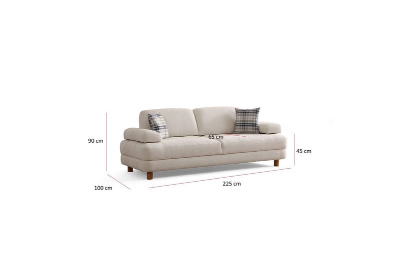 Mami 3-seter Rektangulær Sovesofa med Oppbevaring 100x225 cm i Bouclé - Kremhvit - Møbler - Sofaer - Sovesofaer - 3 seters sovesofa