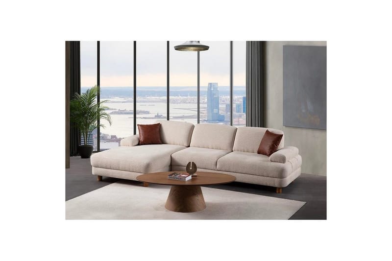 Mami Sovesofa med Divan 4-sits - Krem - Møbler - Sofaer - Sovesofaer - Hjørnesovesofa