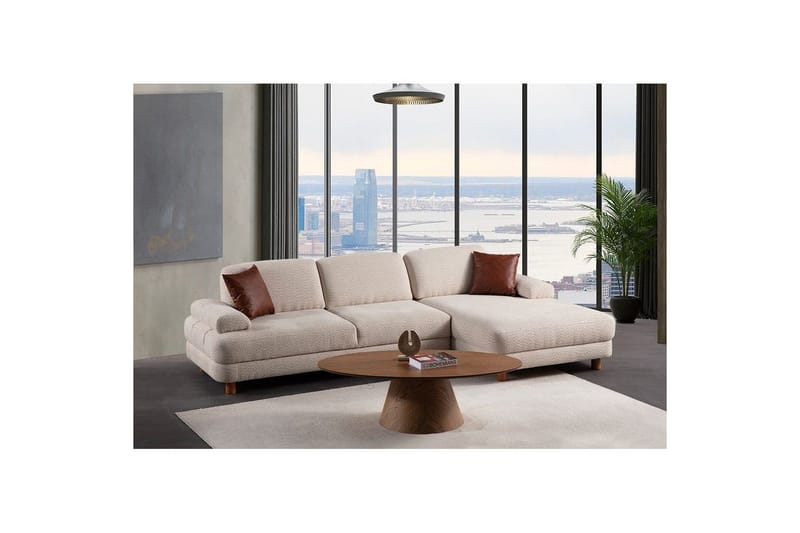 Mami Sovesofa med Divan 4-sits - Krem - Møbler - Sofaer - Sovesofaer - Hjørnesovesofa
