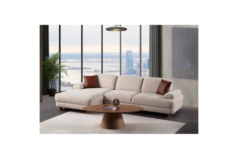 Mami Sovesofa med Divan 4-sits - Krem - Møbler - Sofaer - Sovesofaer - Hjørnesovesofa