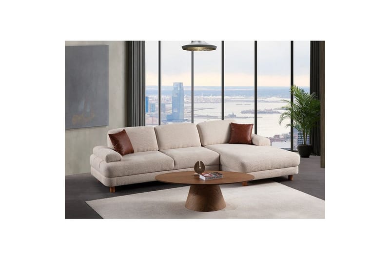 Mami Sovesofa med Divan 4-sits - Krem - Møbler - Sofaer - Sovesofaer - Hjørnesovesofa