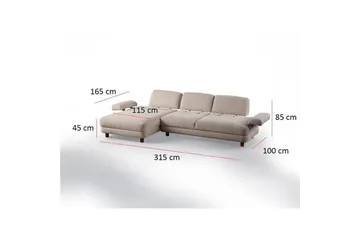 Mami Sovesofa med Divan 4-sits - Krem - Møbler - Sofaer - Sovesofaer - Hjørnesovesofa