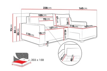 Manetto Sovesofa Med 2-Seters Divan - Svart/Brun - Møbler - Sofaer - Sovesofaer - Sovesofa divan