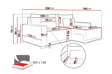 Manetto Sovesofa Med 2-Seters Divan - Møbler - Sofaer - Sovesofaer - Sovesofa divan