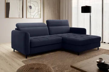 Manoti 3-seters Sovesofa m. Divan med Oppbevaring - Blå - Møbler - Sofaer - Sovesofaer - Sovesofa divan