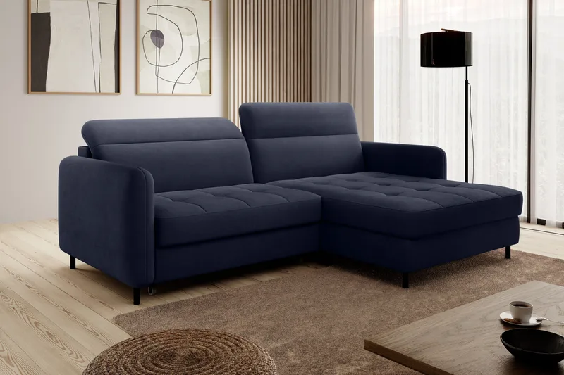 Manoti 3-seters Sovesofa m. Divan med Oppbevaring - Blå - Møbler - Sofaer - Sovesofaer - Sovesofa divan