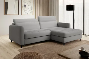 Manoti 3-seters Sovesofa m. Divan med Oppbevaring - Grå - Møbler - Sofaer - Sovesofaer - Sovesofa divan