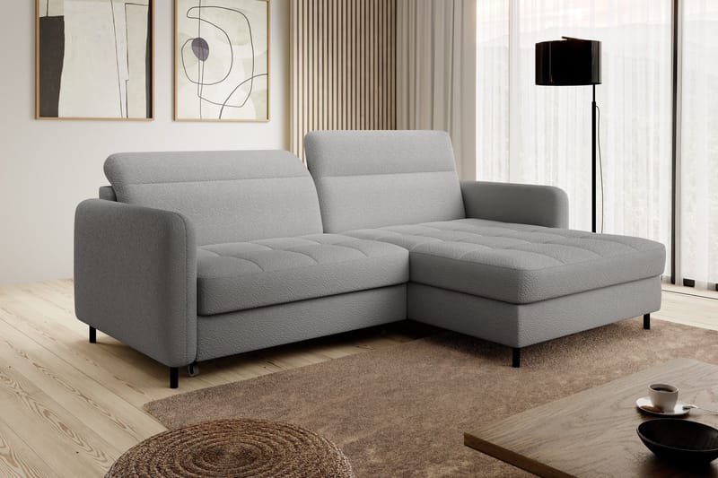 Manoti 3-seters Sovesofa m. Divan med Oppbevaring - Grå - Møbler - Sofaer - Sovesofaer - Sovesofa divan