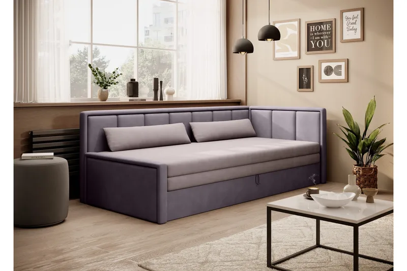 Mansuri 3-seters Sovesofa med Oppbevaring, Lilla