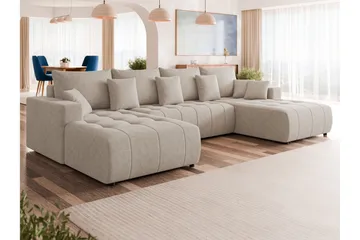 Mardon Sovesofa Dubbeldivan 4-sits - Beige - Møbler - Sofaer - Sovesofaer - U sovesofa
