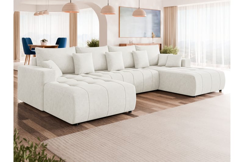 Mardon Sovesofa Dubbeldivan 4-sits - Hvit - Møbler - Sofaer - Sovesofaer - U sovesofa