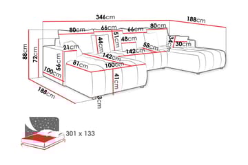 Mardon Sovesofa Dubbeldivan 4-sits - Hvit - Møbler - Sofaer - Sovesofaer - U sovesofa