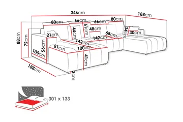 Mardon Sovesofa Dubbeldivan 4-sits - Hvit - Møbler - Sofaer - Sovesofaer - U sovesofa
