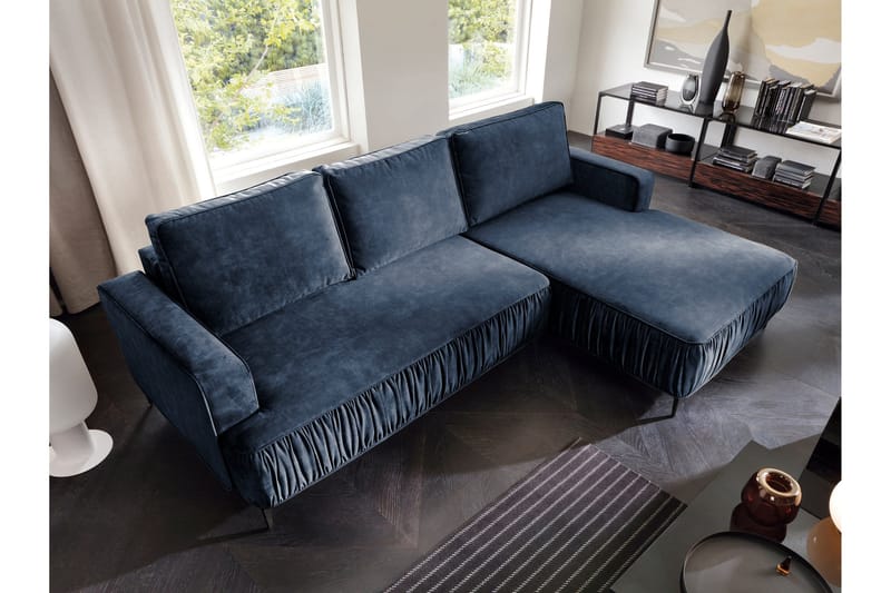 Marisana Sovesofa Med 3-Seters Divan - Blå - Møbler - Sofaer - Sovesofaer - Sovesofa divan