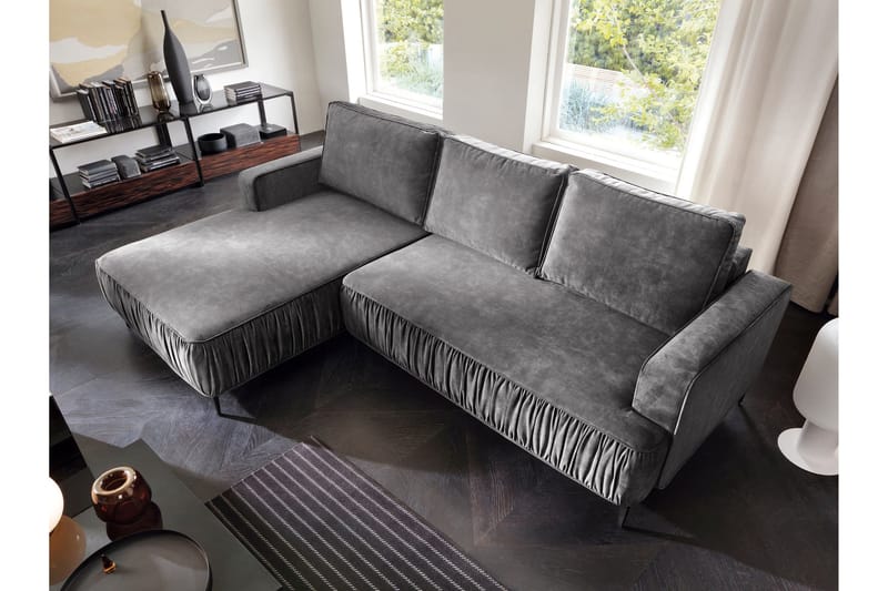 Marisana Sovesofa Med 3-Seters Divan - Grå - Møbler - Sofaer - Sovesofaer - Sovesofa divan