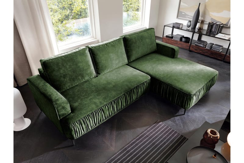 Marisana Sovesofa Med 3-Seters Divan - Grønn - Møbler - Sofaer - Sovesofaer - Sovesofa divan