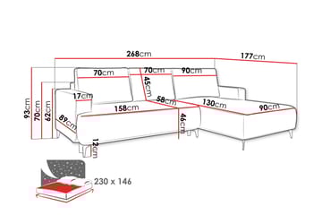 Marisana Sovesofa Med 3-Seters Divan - Rosa - Møbler - Sofaer - Sovesofaer - Sovesofa divan