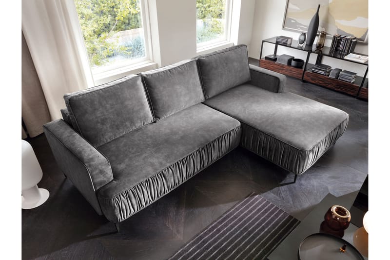Marisana Sovesofa Med 3-Seters Divan - Svart - Møbler - Sofaer - Sovesofaer - Sovesofa divan