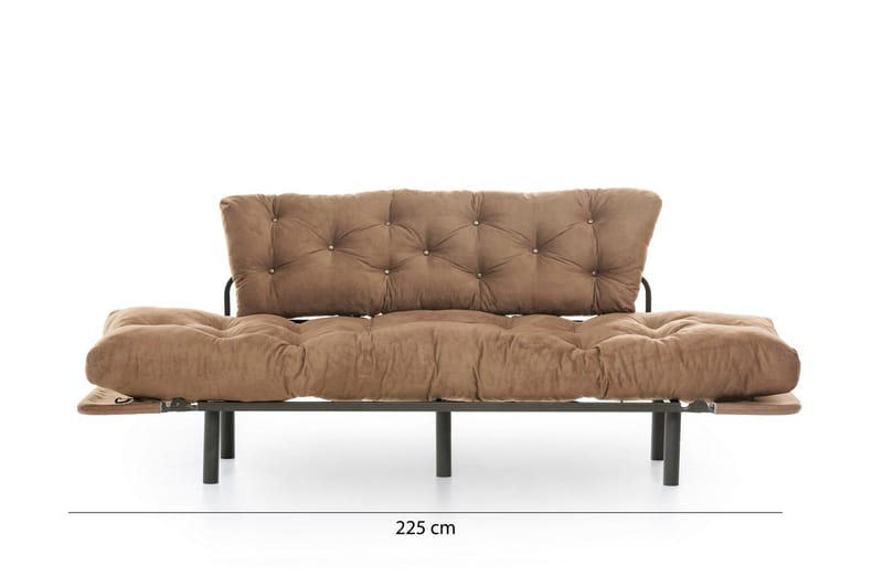 Maryborough 2-seter Rektangulær Nedfellbar Sovesofa 70x225 cm i Stoff - Brun - Møbler - Sofaer - Sovesofaer - 2 seters sovesofa