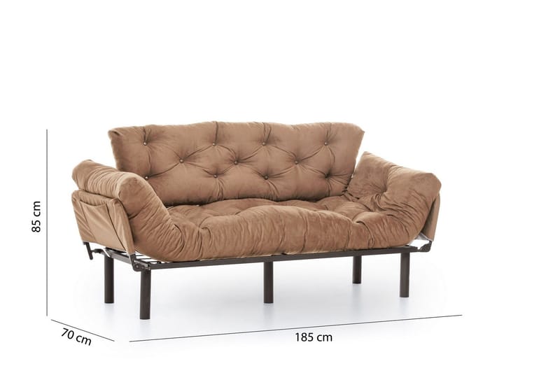 Maryborough 2-seter Rektangulær Nedfellbar Sovesofa 70x225 cm i Stoff - Brun - Møbler - Sofaer - Sovesofaer - 2 seters sovesofa