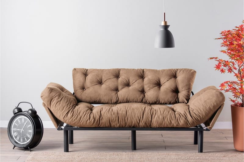 Maryborough 2-seter Rektangulær Nedfellbar Sovesofa 70x225 cm i Stoff - Brun - Møbler - Sofaer - Sovesofaer - 2 seters sovesofa