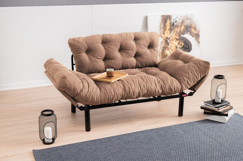 Maryborough 2-seter Rektangulær Sovesofa som Kan Felles Ut 70x187 cm i Stoff - Brun - Møbler - Sofaer - Sovesofaer - 2 seters sovesofa