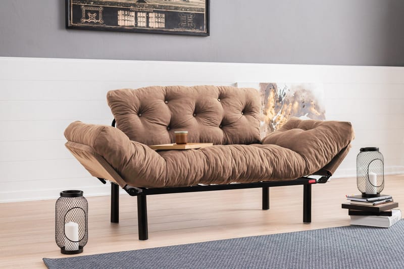 Maryborough 2-seter Rektangulær Sovesofa som Kan Felles Ut 70x187 cm i Stoff - Brun - Møbler - Sofaer - Sovesofaer - 2 seters sovesofa