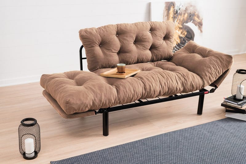 Maryborough 2-seter Rektangulær Sovesofa som Kan Felles Ut 70x187 cm i Stoff - Brun - Møbler - Sofaer - Sovesofaer - 2 seters sovesofa