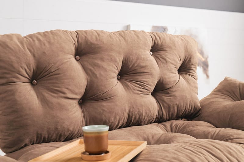 Maryborough 2-seter Rektangulær Sovesofa som Kan Felles Ut 70x187 cm i Stoff - Brun - Møbler - Sofaer - Sovesofaer - 2 seters sovesofa