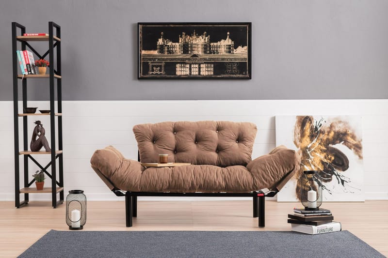 Maryborough 2-seter Rektangulær Sovesofa som Kan Felles Ut 70x187 cm i Stoff - Brun - Møbler - Sofaer - Sovesofaer - 2 seters sovesofa