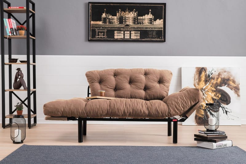 Maryborough 2-seter Rektangulær Sovesofa som Kan Felles Ut 70x187 cm i Stoff - Brun - Møbler - Sofaer - Sovesofaer - 2 seters sovesofa