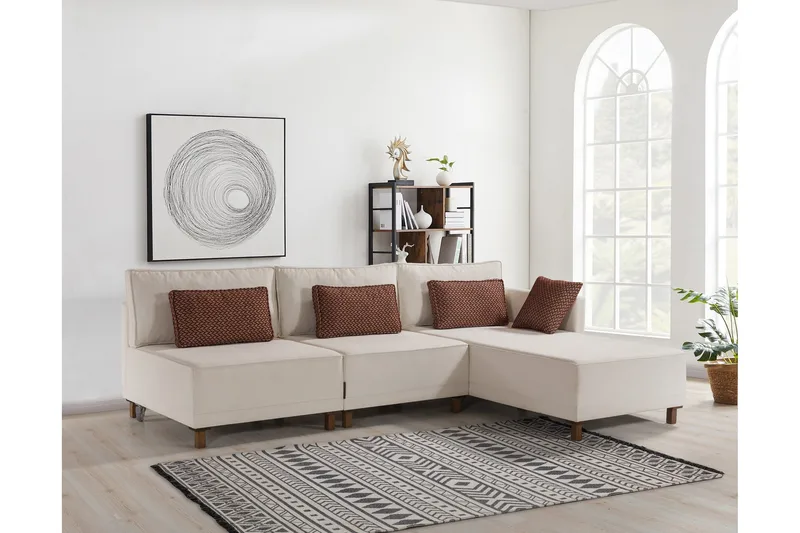 Matris 4-seters Sovesofa med Divan - Beige - Møbler - Sofaer - Sovesofaer - Sovesofa divan