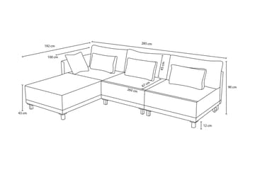 Matris 4-seters Sovesofa med Divan - Grå - Møbler - Sofaer - Sovesofaer - Sovesofa divan