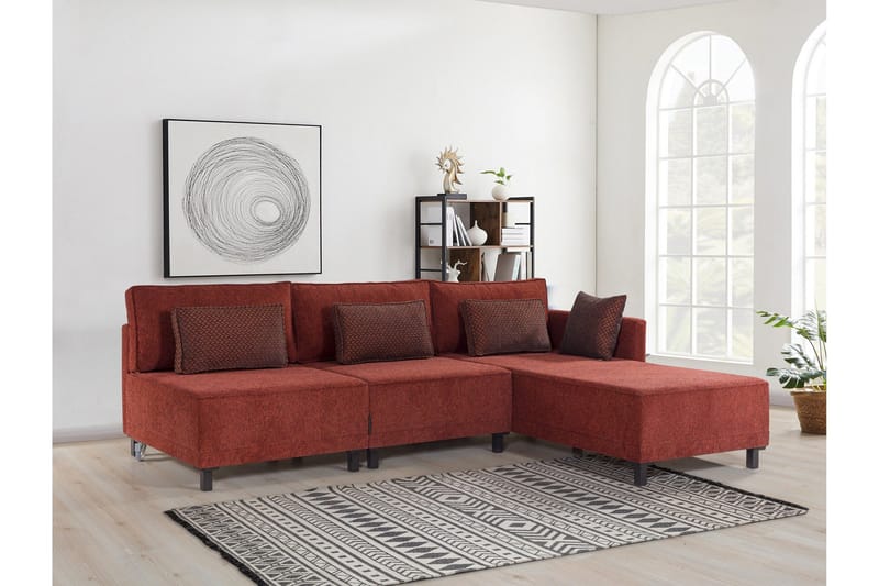 Matris 4-seters Sovesofa med Divan - Rød - Møbler - Sofaer - Sovesofaer - Sovesofa divan