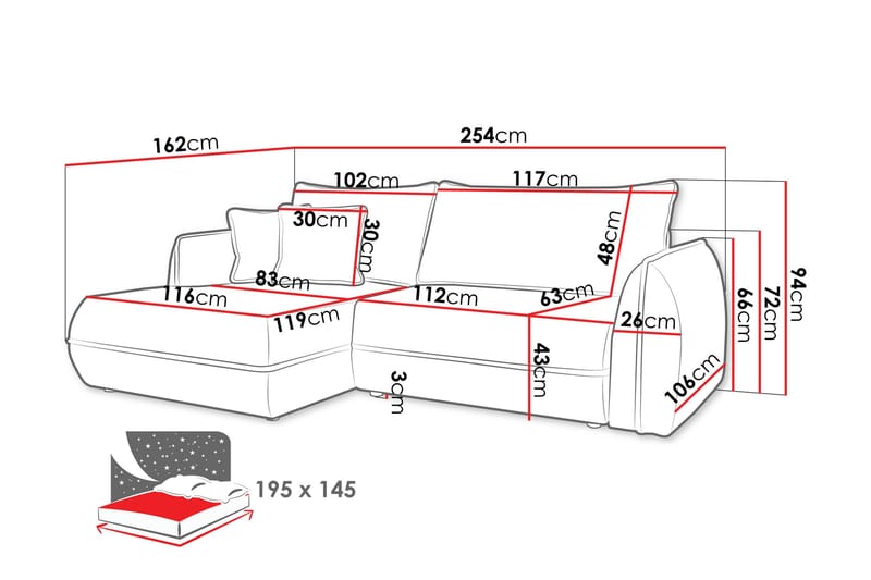 Mirana Sovesofa med Divan 3-seter - Hvit - Møbler - Sofaer - Sovesofaer - Sovesofa divan