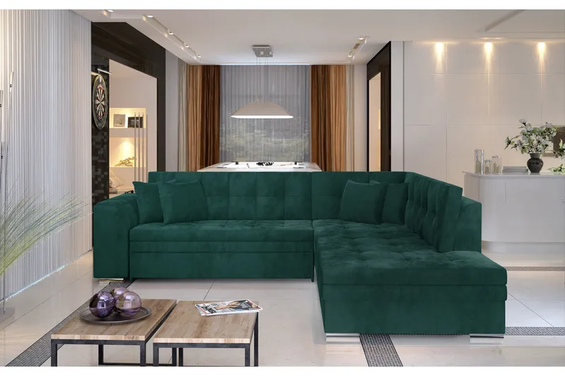 Moclino Hjørnesovesofa - Grønn - Møbler - Sofaer - Sovesofaer - Langsgående sovesofa